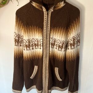 Alpaca Wool Hooded Unisex Zipper Sweater